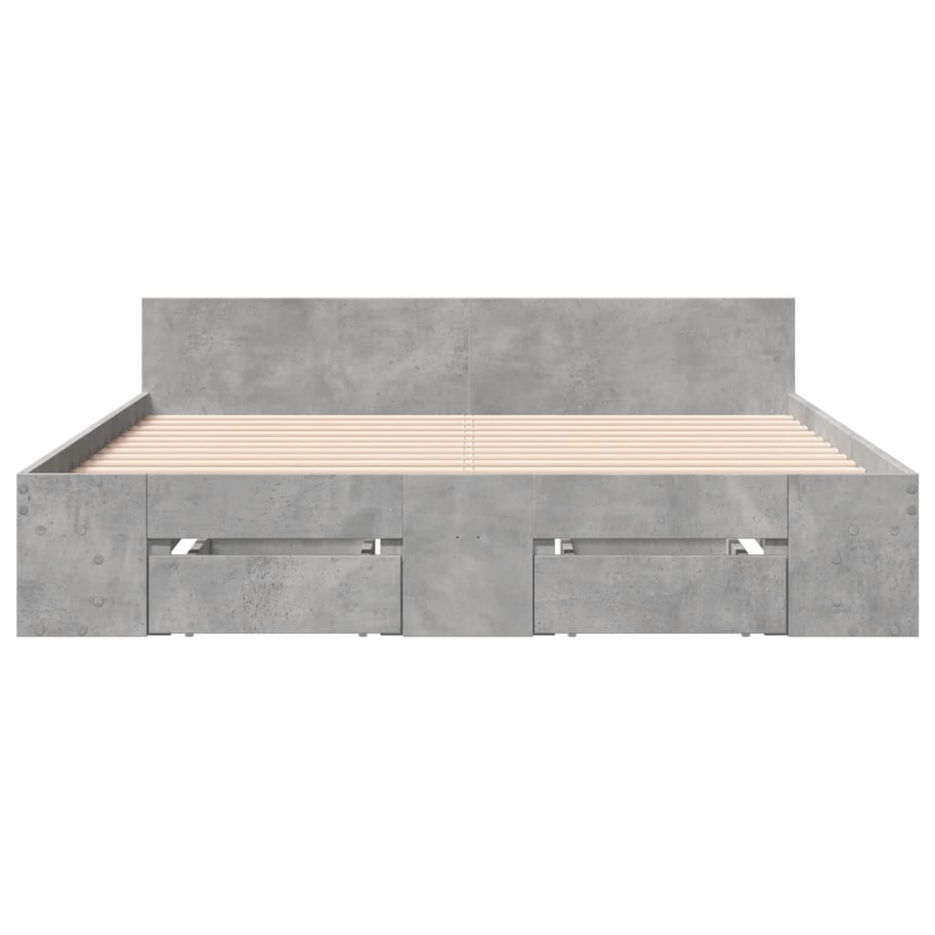 vidaXL Bed Frame with Drawers without Mattress Concrete Grey 120x200 cm