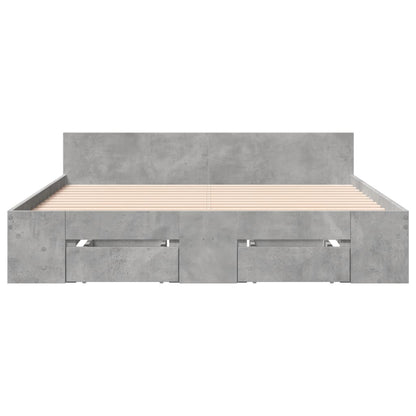 vidaXL Bed Frame with Drawers without Mattress Concrete Grey 120x200 cm