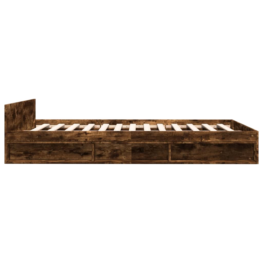 vidaXL Bed Frame with Drawers without Mattress Smoked Oak 120x200 cm