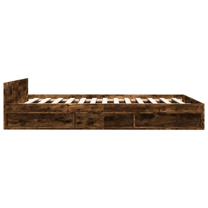 vidaXL Bed Frame with Drawers without Mattress Smoked Oak 120x200 cm