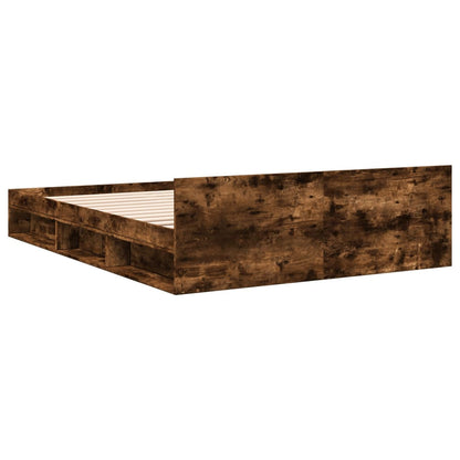 vidaXL Bed Frame with Drawers without Mattress Smoked Oak 120x200 cm