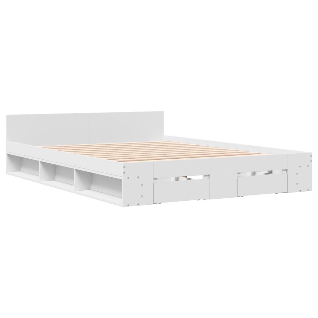 vidaXL Bed Frame with Drawers without Mattress White 140x190 cm