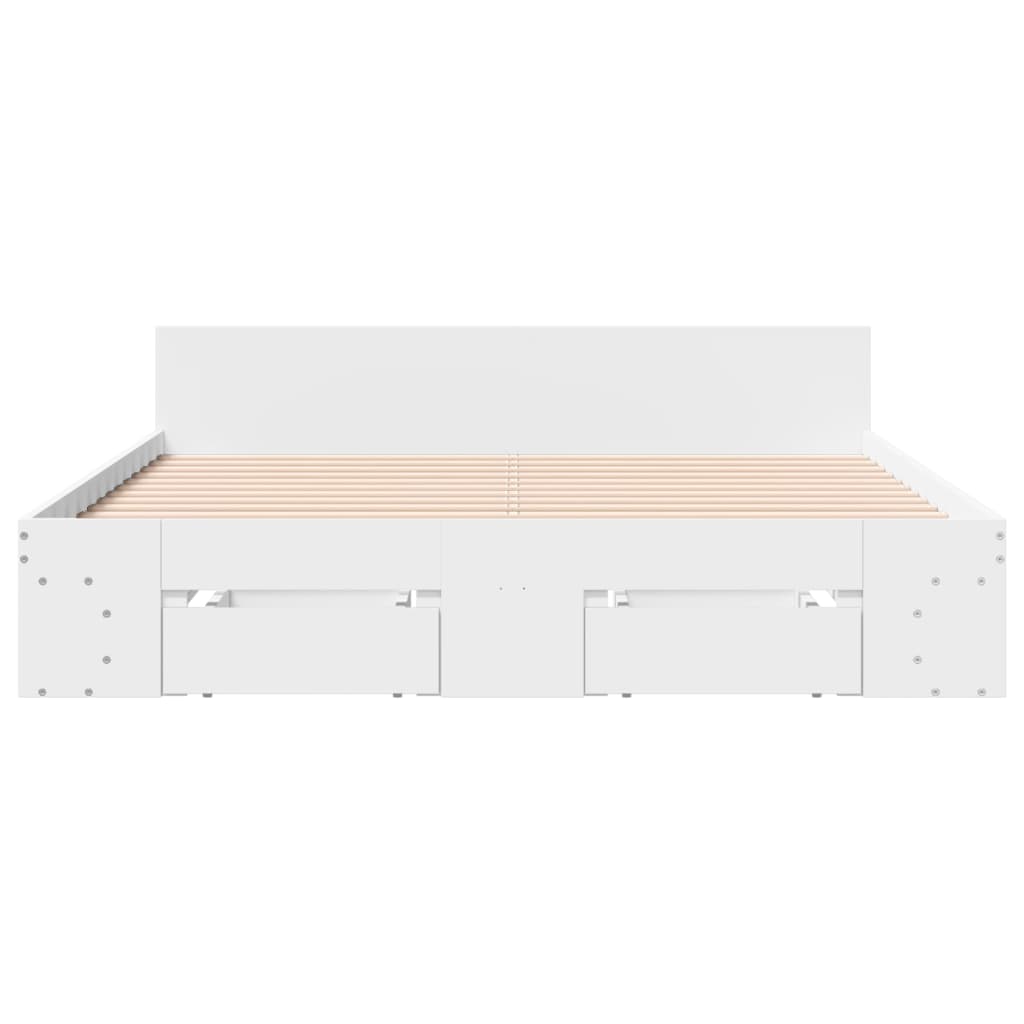 vidaXL Bed Frame with Drawers without Mattress White 140x190 cm