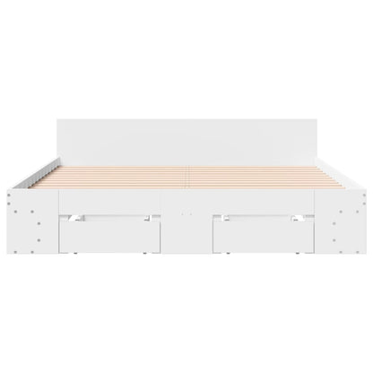 vidaXL Bed Frame with Drawers without Mattress White 140x190 cm