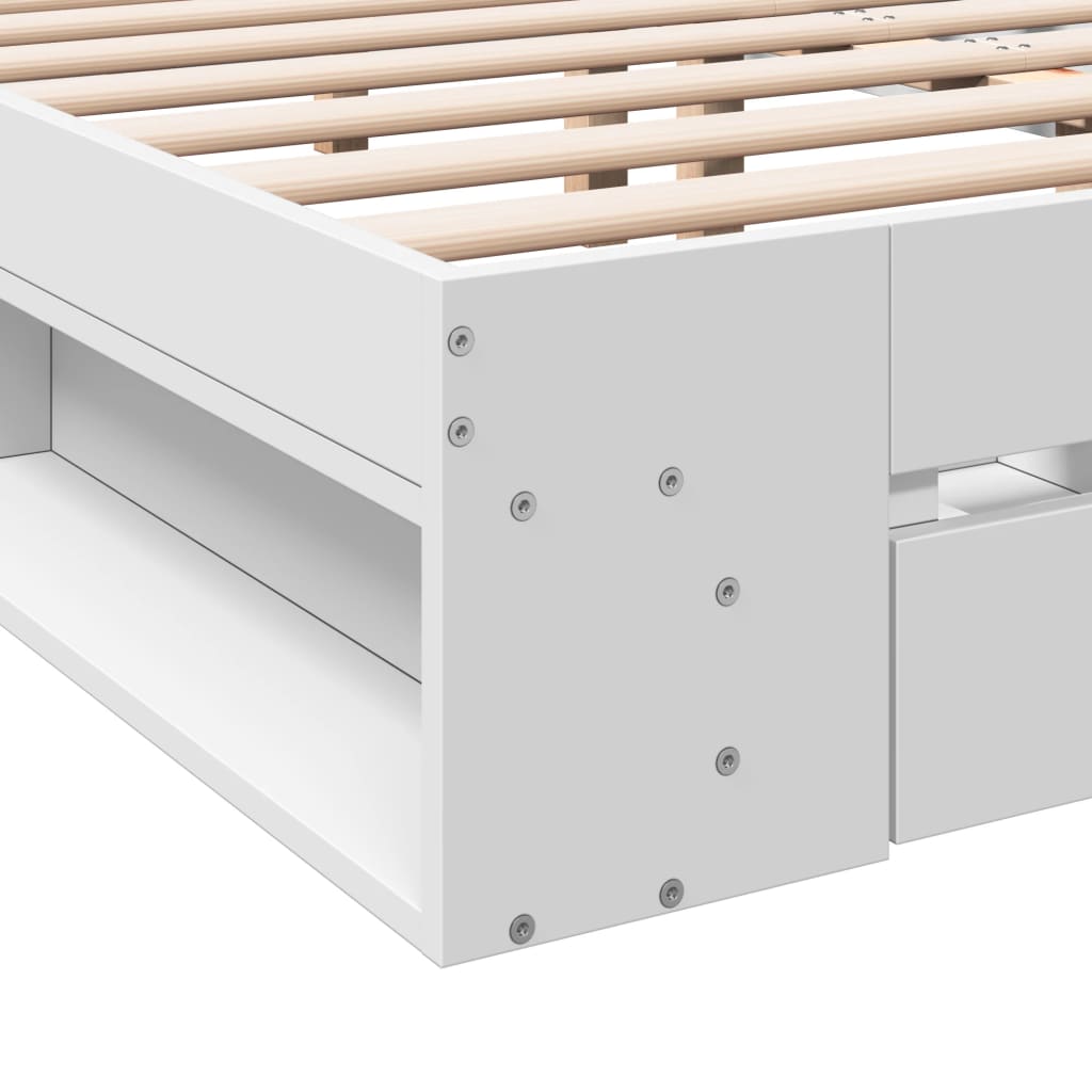 vidaXL Bed Frame with Drawers without Mattress White 140x190 cm