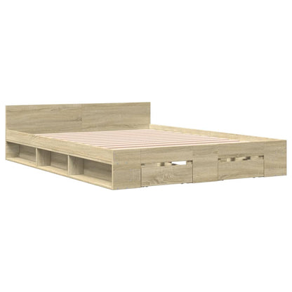 vidaXL Bed Frame with Drawers without Mattress Sonoma Oak 140x190 cm