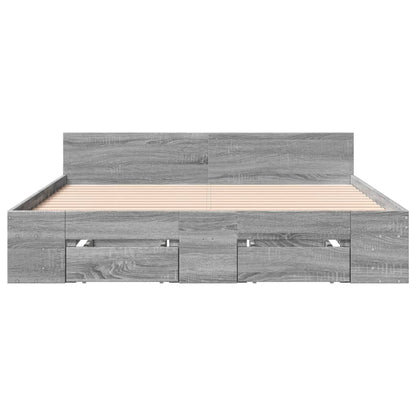vidaXL Bed Frame with Drawers without Mattress Grey Sonoma 140x190 cm