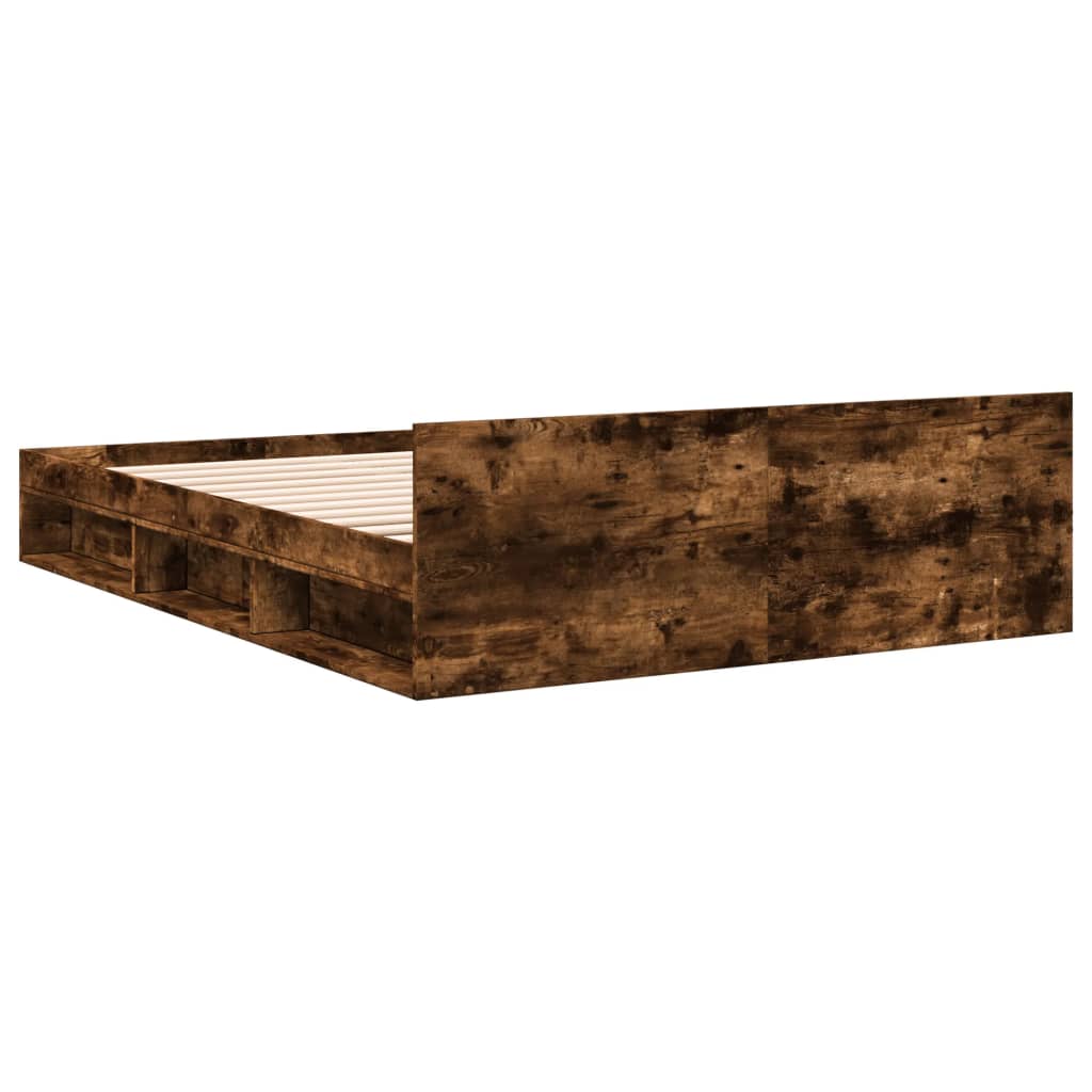 vidaXL Bed Frame with Drawers without Mattress Smoked Oak 135x190 cm Double
