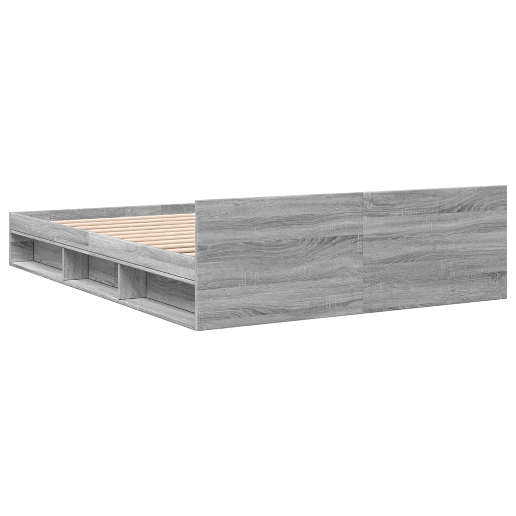 vidaXL Bed Frame with Drawers without Mattress Grey Sonoma 135x190 cm Double