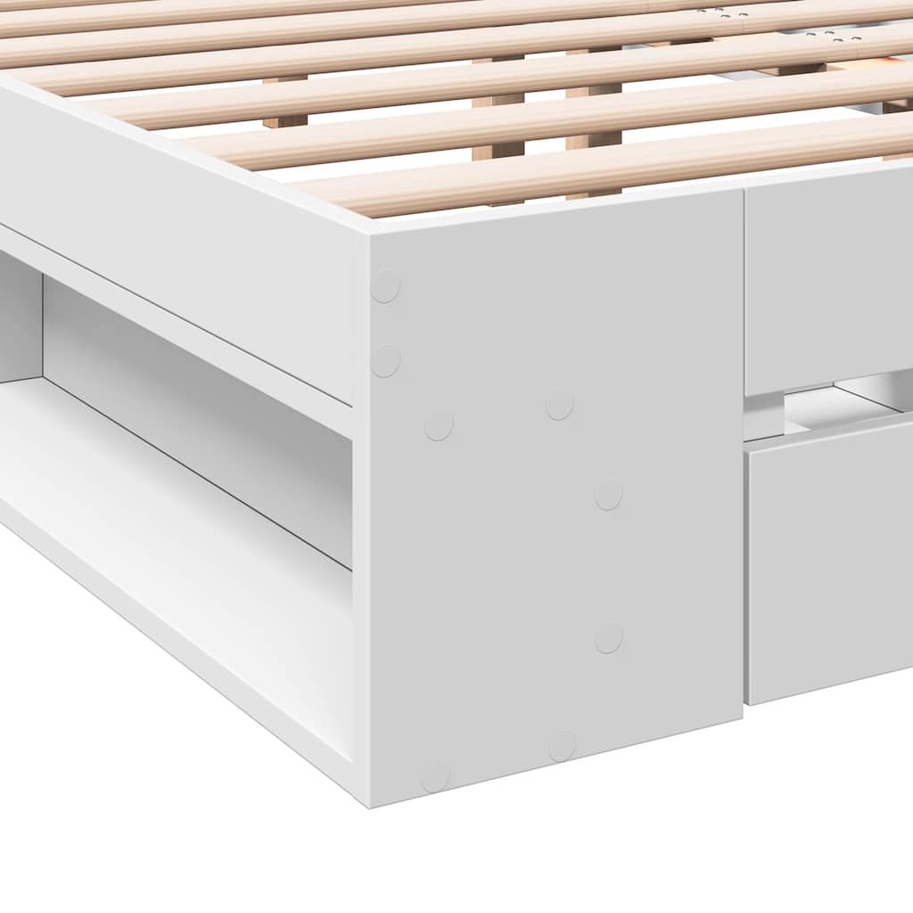 vidaXL Bed Frame with Drawers without Mattress White 120x190 cm Small Double