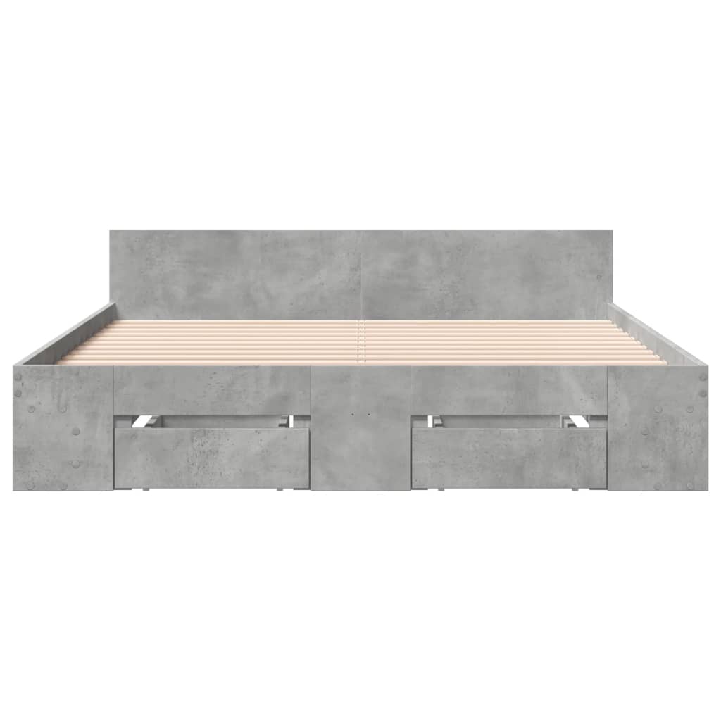 vidaXL Bed Frame with Drawers without Mattress Concrete Grey 120x190 cm Small Double