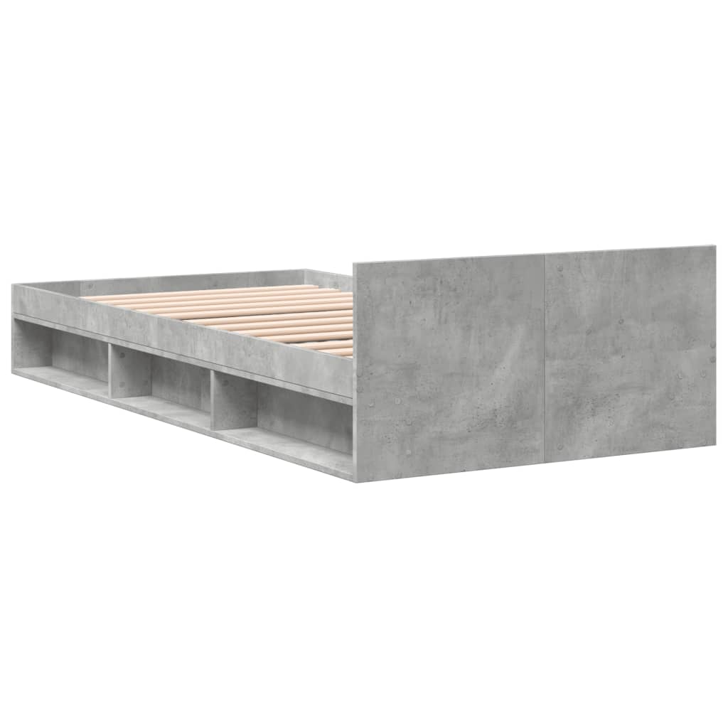 vidaXL Bed Frame with Drawer without Mattress Concrete Grey 90x190 cm Single