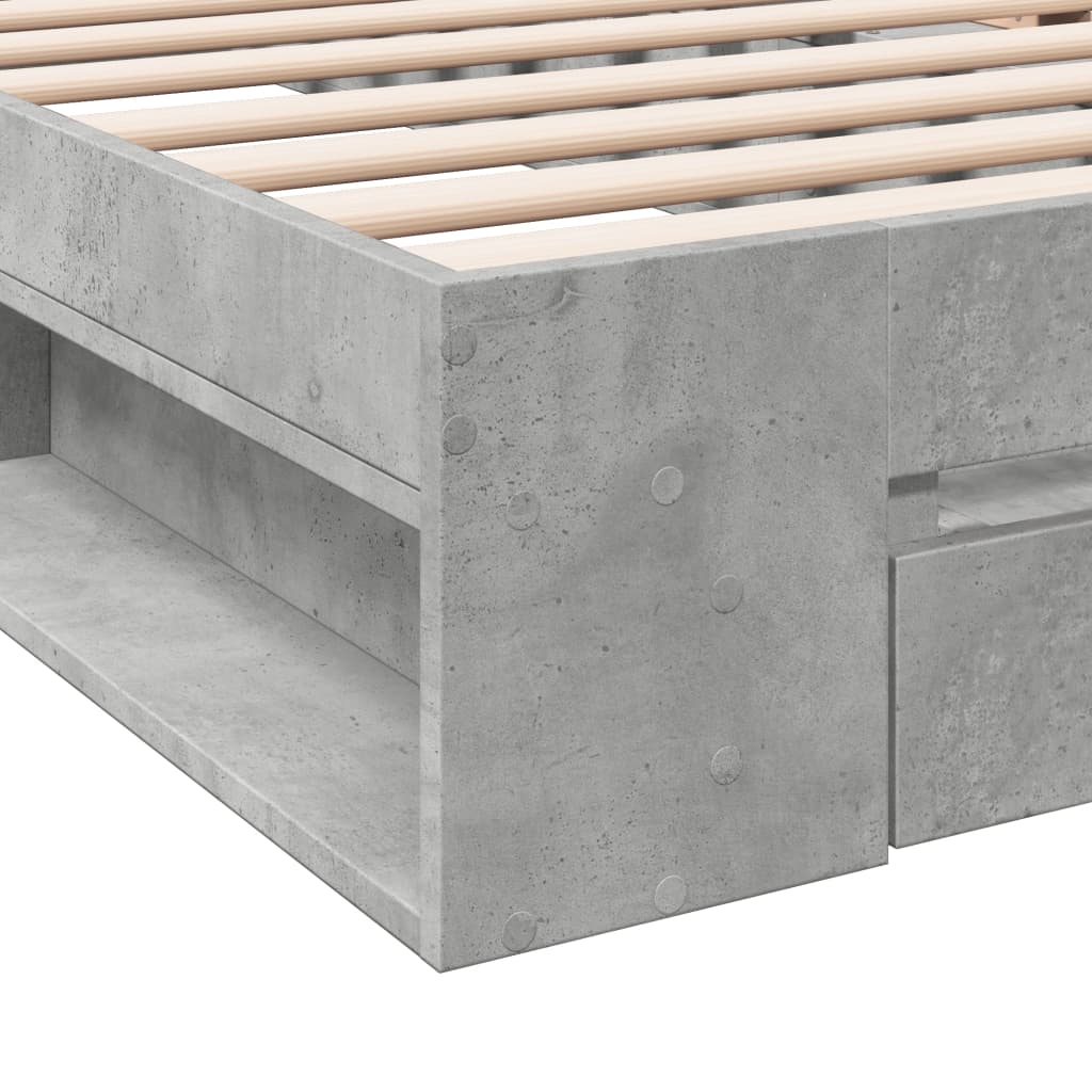 vidaXL Bed Frame with Drawer without Mattress Concrete Grey 90x190 cm Single