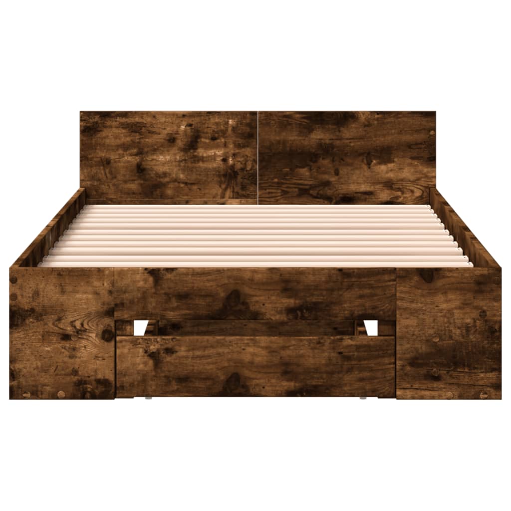 vidaXL Bed Frame with Drawer without Mattress Smoked Oak 90x190 cm Single