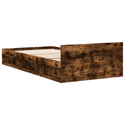 vidaXL Bed Frame with Drawer without Mattress Smoked Oak 90x190 cm Single