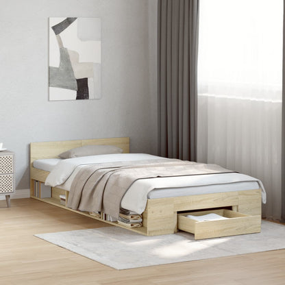 vidaXL Bed Frame with Drawer without Mattress Sonoma Oak 100x200 cm