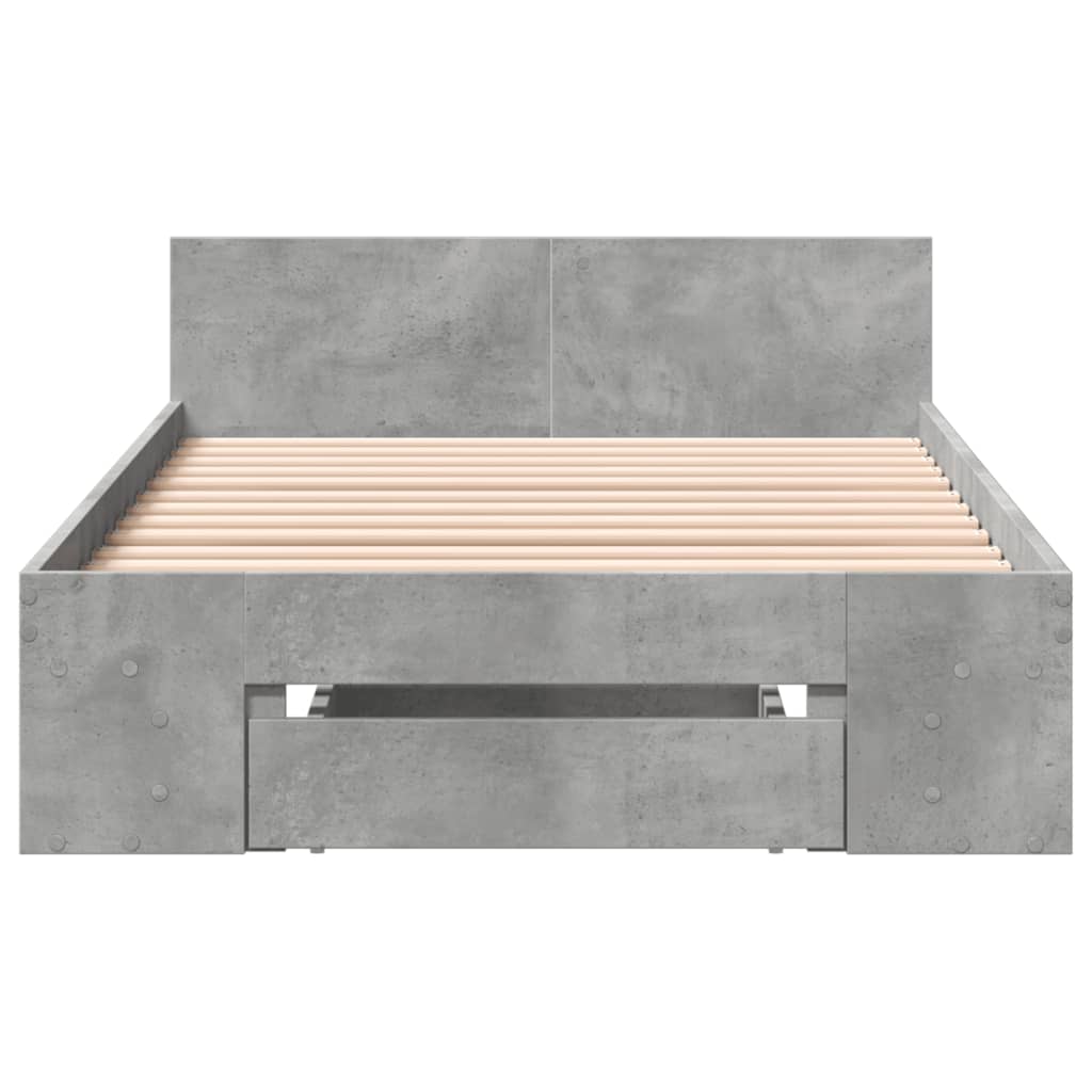 vidaXL Bed Frame with Drawer without Mattress Concrete Grey 100x200 cm