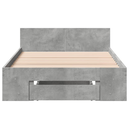 vidaXL Bed Frame with Drawer without Mattress Concrete Grey 100x200 cm