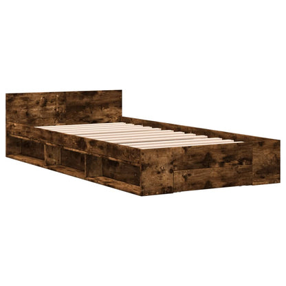 vidaXL Bed Frame with Drawer without Mattress Smoked Oak 100x200 cm
