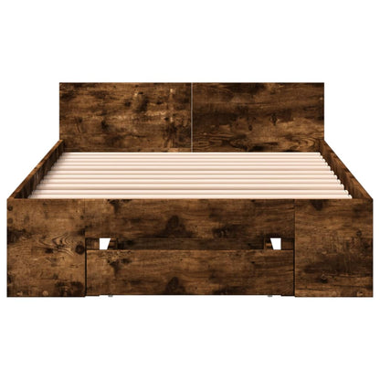 vidaXL Bed Frame with Drawer without Mattress Smoked Oak 100x200 cm