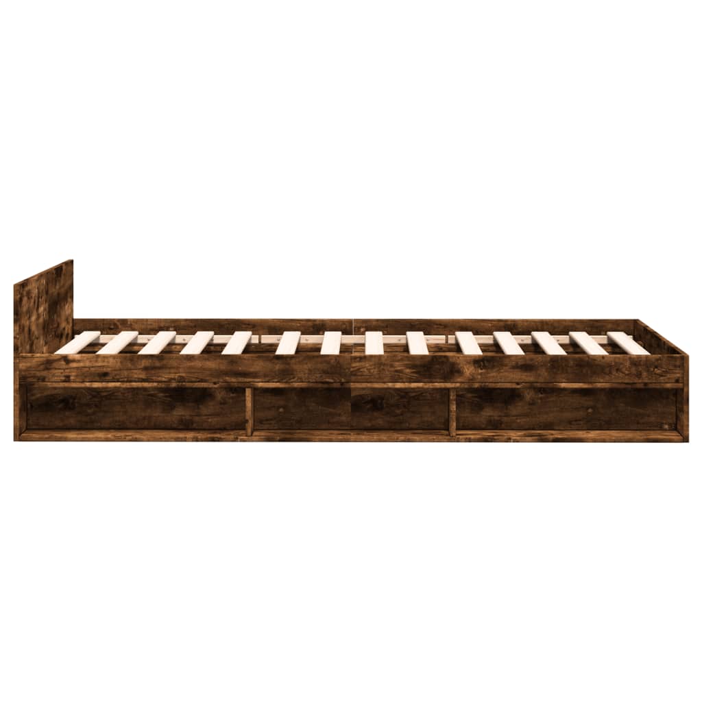vidaXL Bed Frame with Drawer without Mattress Smoked Oak 100x200 cm