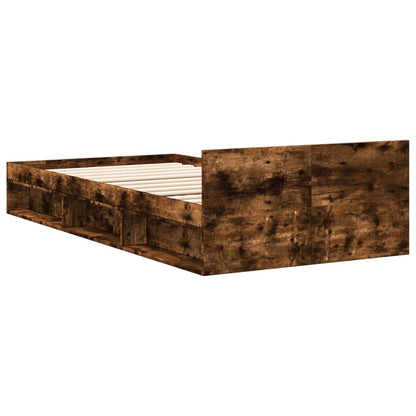 vidaXL Bed Frame with Drawer without Mattress Smoked Oak 100x200 cm