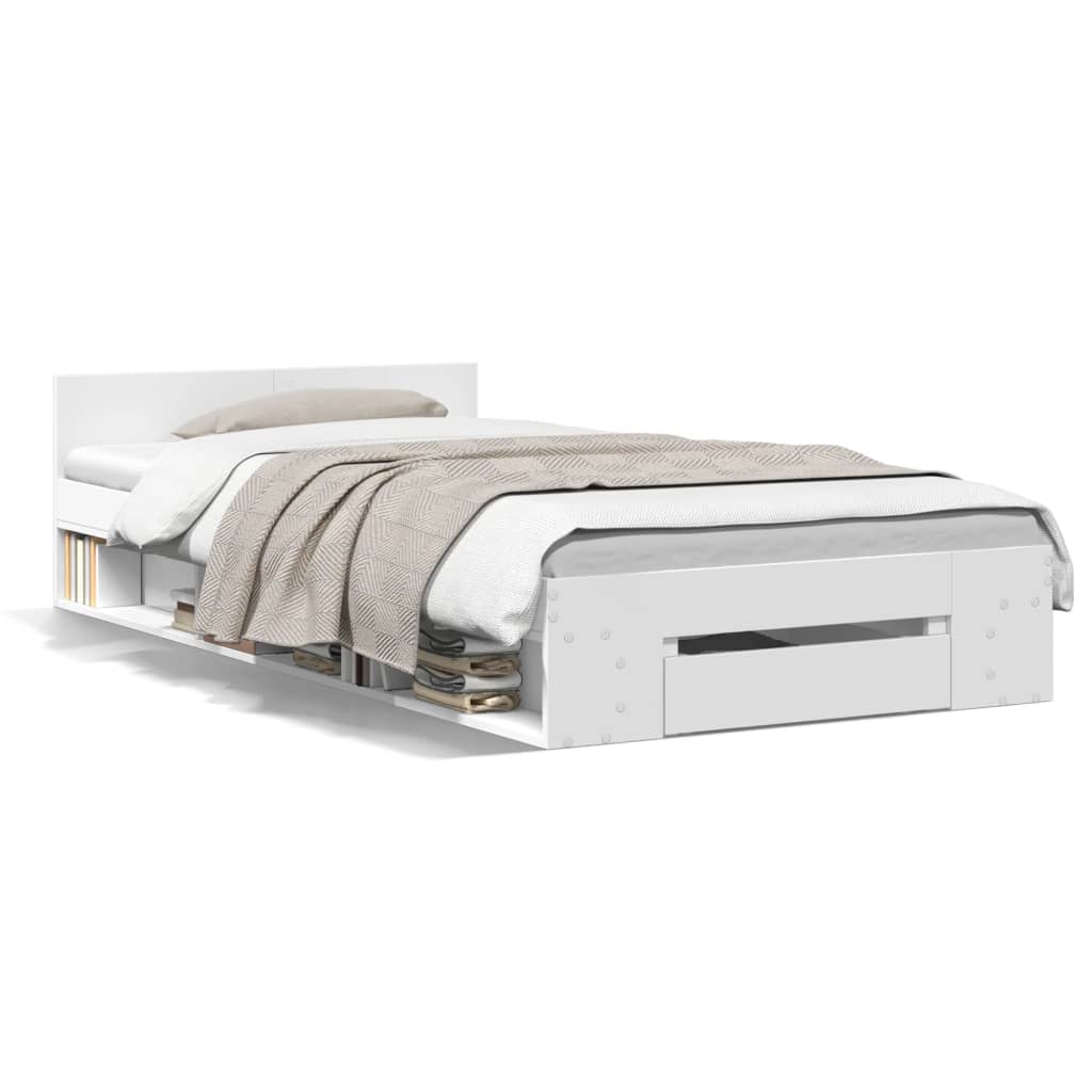 vidaXL Bed Frame with Drawer without Mattress White 90x200 cm