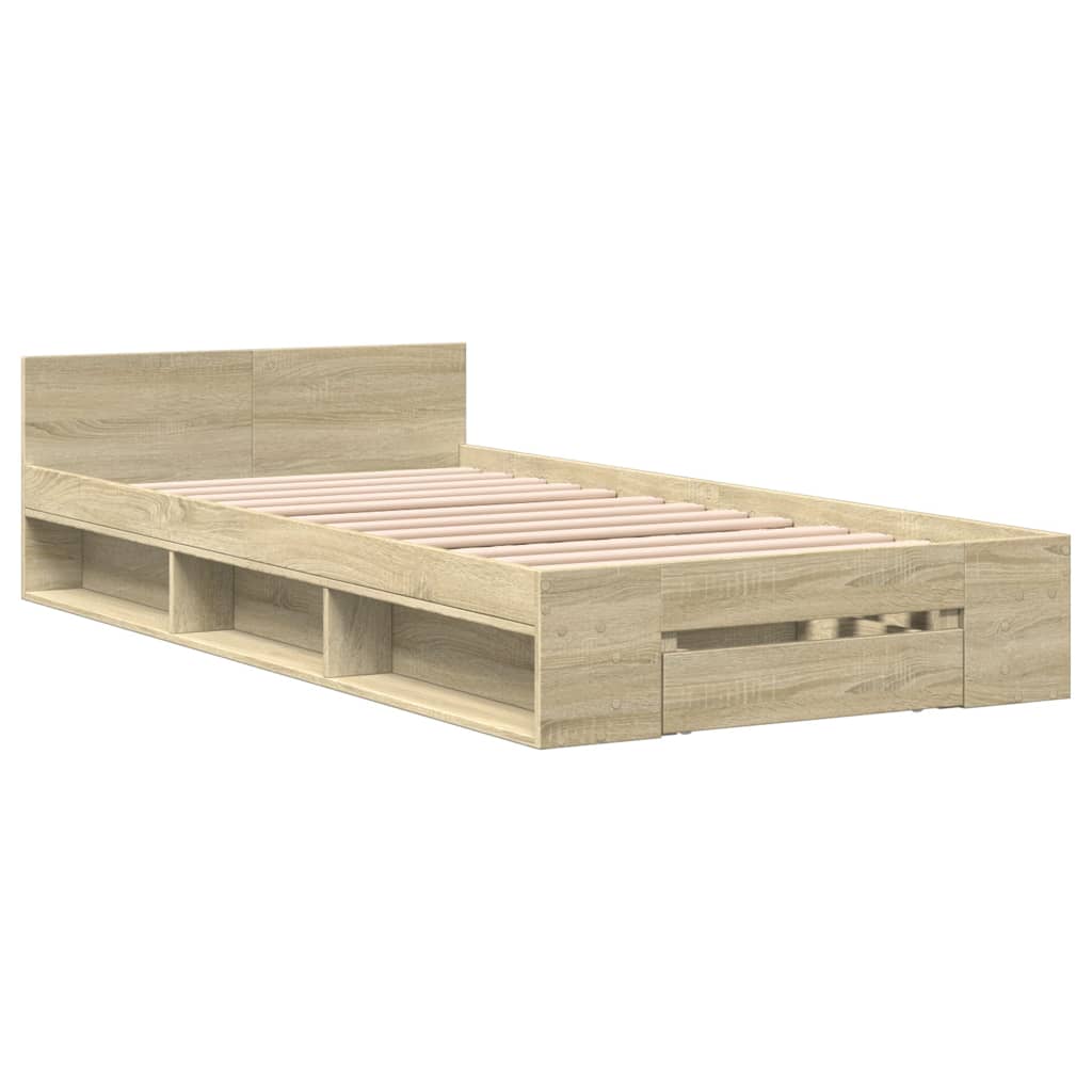 vidaXL Bed Frame with Drawer without Mattress Sonoma Oak 90x200 cm