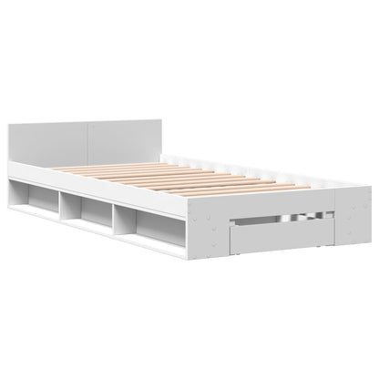 vidaXL Bed Frame with Drawer without Mattress White 75x190 cm Small Single