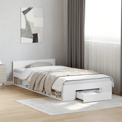 vidaXL Bed Frame with Drawer without Mattress White 75x190 cm Small Single