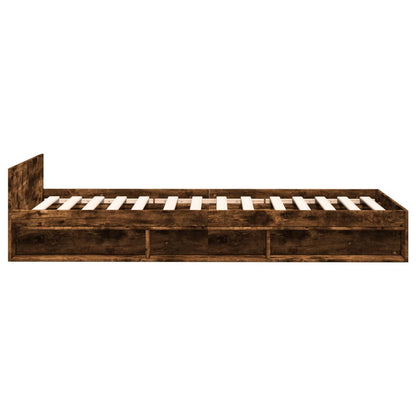 vidaXL Bed Frame with Drawer without Mattress Smoked Oak 75x190 cm Small Single