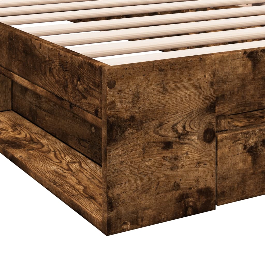 vidaXL Bed Frame with Drawer without Mattress Smoked Oak 75x190 cm Small Single