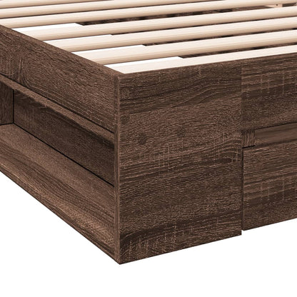 vidaXL Bed Frame with Drawer without Mattress Brown Oak 75x190 cm Small Single