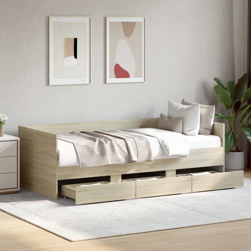 vidaXL Daybed | Sonoma Oak | Engineered Wood | 100x200 cm