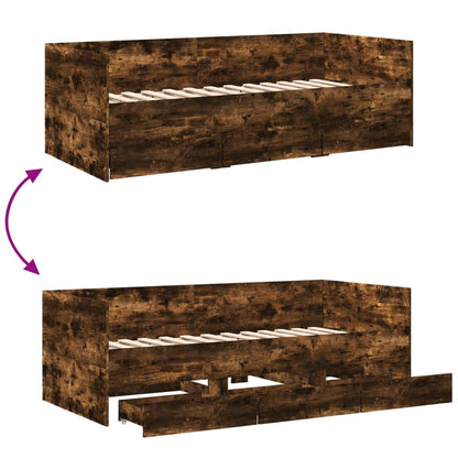 vidaXL Daybed with Drawers without Mattress Smoked Oak 100x200 cm
