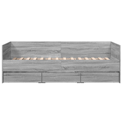 vidaXL Daybed with Drawers without Mattress Grey Sonoma 100x200 cm