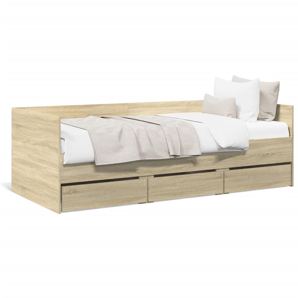 vidaXL Daybed with Drawers without Mattress Sonoma Oak 90x200 cm