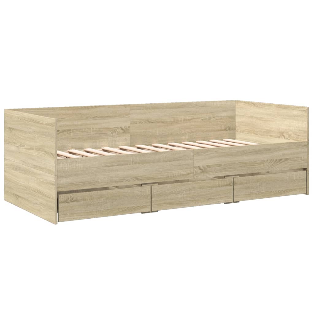 vidaXL Daybed with Drawers without Mattress Sonoma Oak 90x200 cm