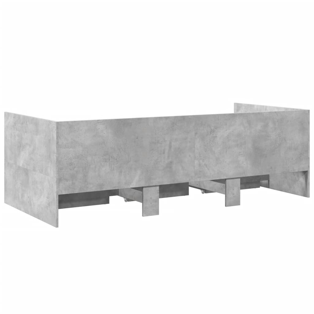 vidaXL Daybed with Drawers without Mattress Concrete Grey 90x200 cm