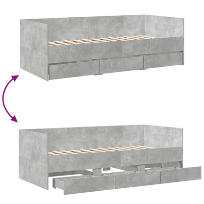 vidaXL Daybed with Drawers without Mattress Concrete Grey 90x200 cm