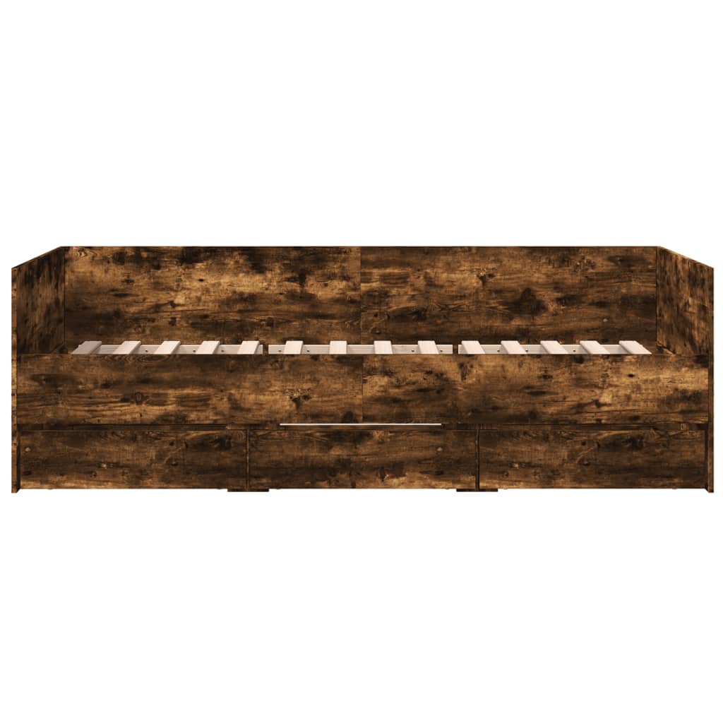 vidaXL Daybed with Drawers without Mattress Smoked Oak 90x200 cm