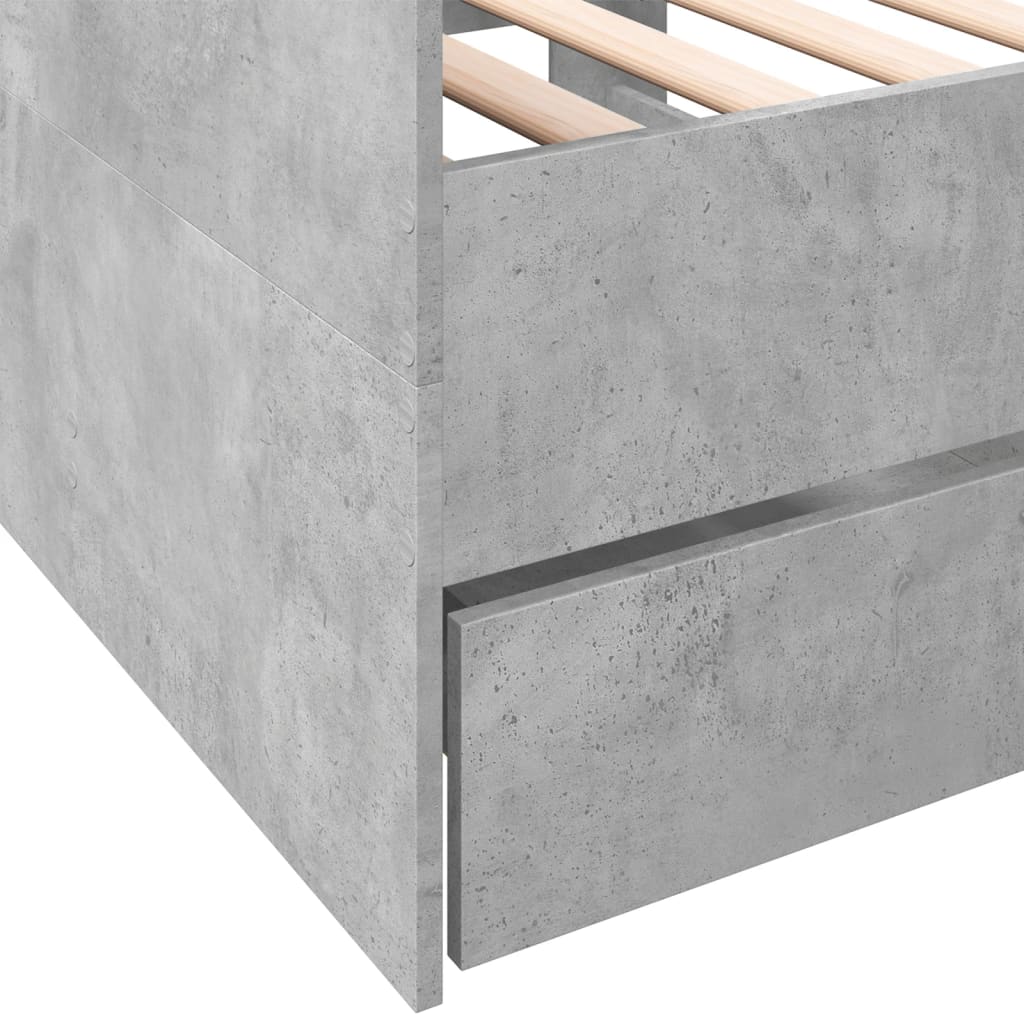 vidaXL Daybed with Drawers without Mattress Concrete Grey 90x190 cm Single