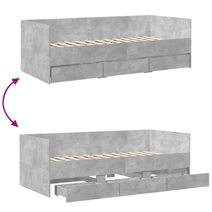 vidaXL Daybed with Drawers without Mattress Concrete Grey 90x190 cm Single