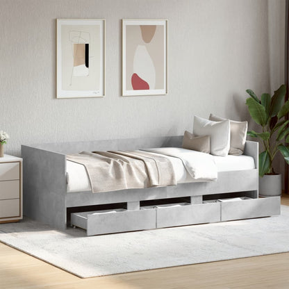 vidaXL Daybed with Drawers without Mattress Concrete Grey 90x190 cm Single