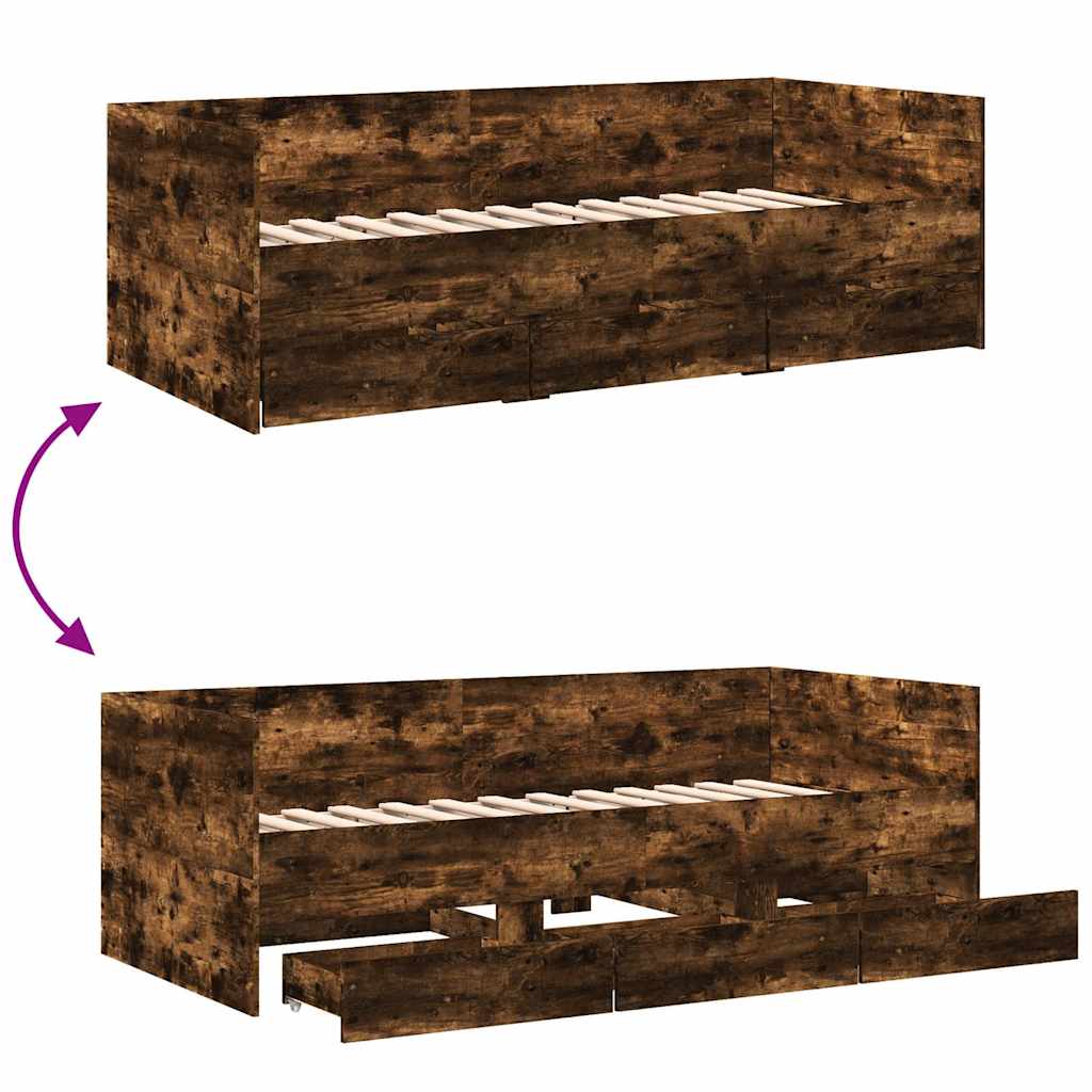 vidaXL Daybed | Smoked oak | Engineered wood | Single |  Convertible Sofa Bed