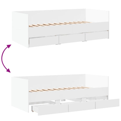 vidaXL Daybed with Drawers without Mattress White 75x190 cm Small Single