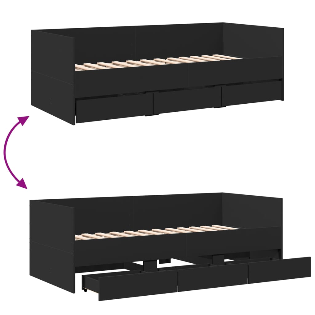 vidaXL Daybed | Black | Engineered wood | Small Single