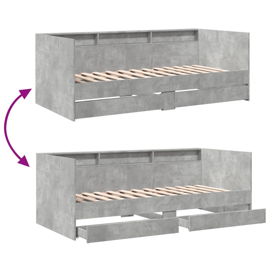 vidaXL Daybed | Concrete Grey | Engineered Wood | Single | Daybed | Rectangular