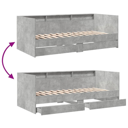 vidaXL Daybed | Concrete Grey | Engineered Wood | Single | Daybed | Rectangular