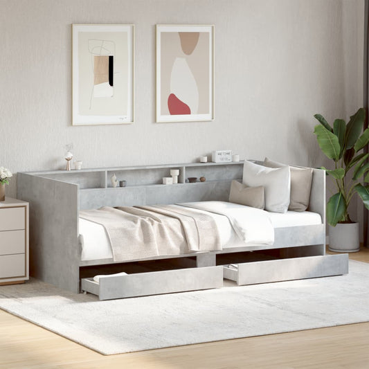 vidaXL Daybed | Concrete Grey | Engineered Wood | Single | Daybed | Rectangular